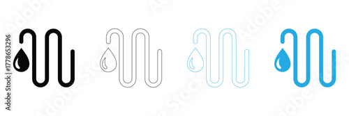 Clean water flows in modern design, four style choices icon,