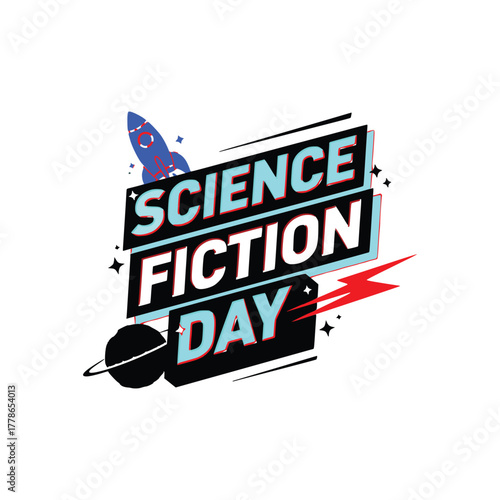 World fiction science day vector illustration