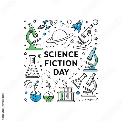 World fiction science day vector illustration