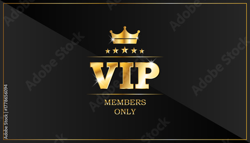 Premium VIP Card Design with Gold Elements and Royal Crown. Luxury Membership Invitation Card
