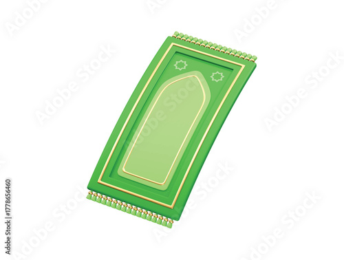 Stylized Green Islamic Prayer Mat 3D Render illustration icon 3d