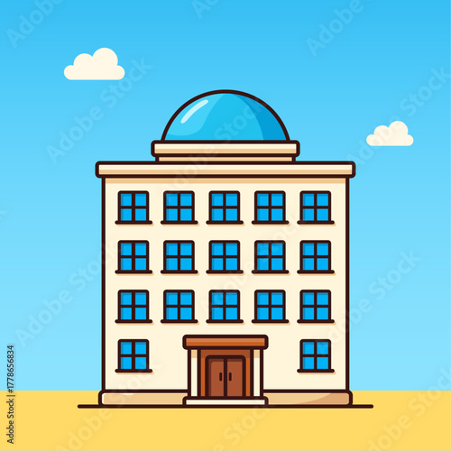 Classic building with blue dome vector illustration