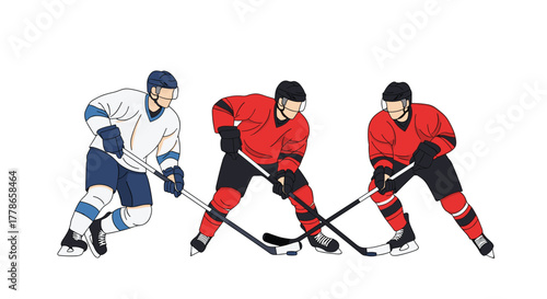 Dynamic ice hockey players in action, perfect for sports marketing campaigns and athletic team branding with energy and movement on the rink