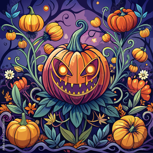 Seamless background with Halloween elements. Vector illustration.