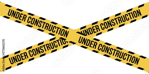 under construction tape warning banner image with transparent background, industrial sign for road, construction site and website, vector.border, signs, crime, warning, access, hazard, ribbon, 