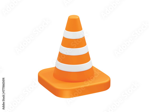 Traffic Cone with White Stripes 3D Render illustration