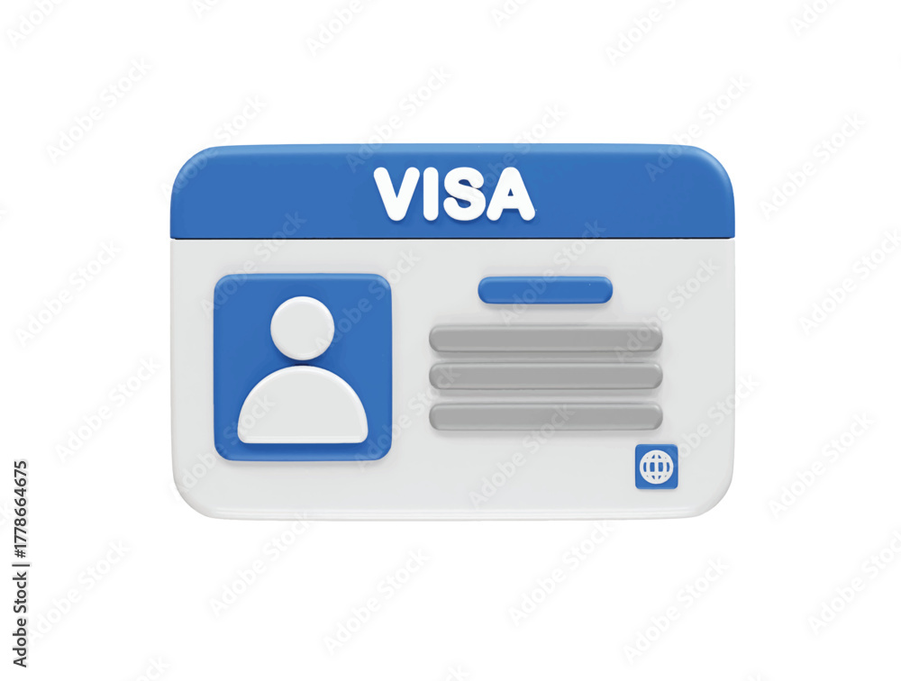 Fototapeta premium Visa Identification Card Icon 3d render illustration