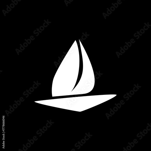 White ship icon. White ship logo. Vector illustration of a white ship, on a black background.	
