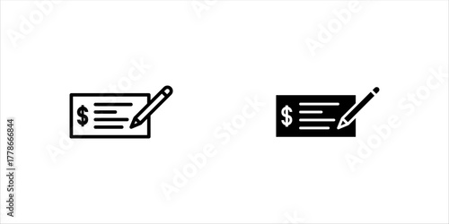 Money check icons thin line illustrations designs