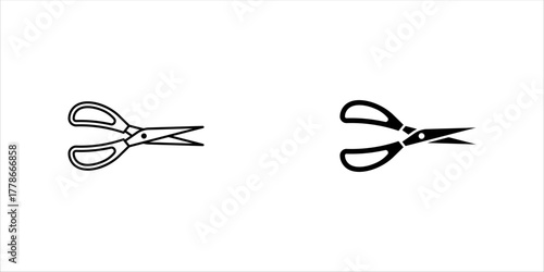 Scissors icon set. Cut symbol. Paper clippers vector illustration. Shears sign. Hairdresser pictogram. Colored cartoon scissors icon isolated.