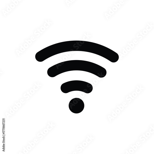 Wifi symbol icon representing wireless internet connection and network signal strength indicator or hotspot availability