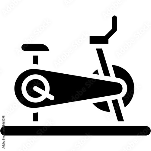 Stationary Bike Vector Icon Gym Exercise and Fitness Machine Illustration