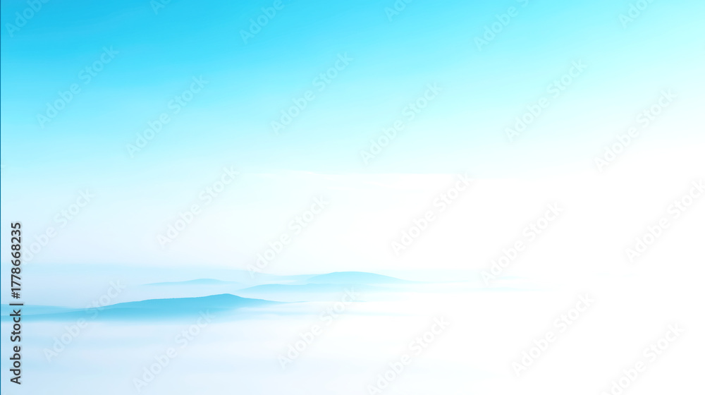 Fototapeta premium Minimal Misty Landscape with Blue Sky and Soft Horizon