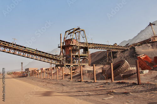 Railway station of Zouerate. Mauritania Desert train, Train du Desert, The vintage train in Sahara desert, that crosses between Zouerate and Nouadhibou.