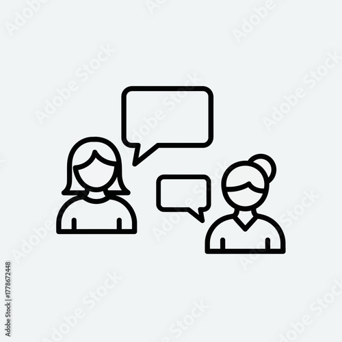 Vector illustration of two women are talking in a vector graphic