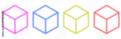 Four colorful cubes in a row