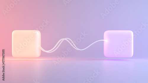 Abstract geometric diamond shape floating above reflective surface with soft pastel gradient background