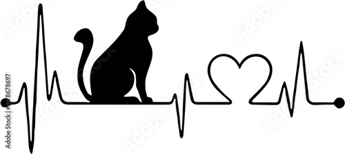 black and white vector illustration of a cat