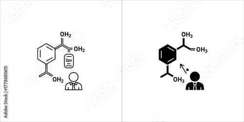 Illustration of a scientist with a chemical structure