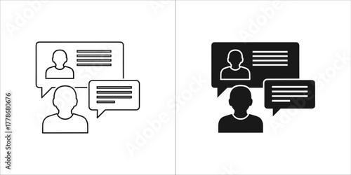 Black and white icon of online communication