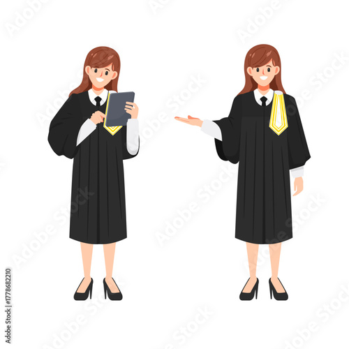 Thai lawyer Legal professions character set. Flat cartoon barrister vector design.
