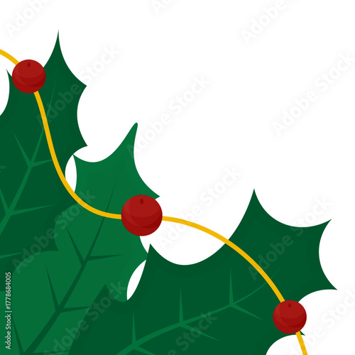 Christmas Holy Leaf Corner