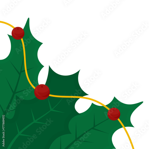 Christmas Holy Leaf Corner