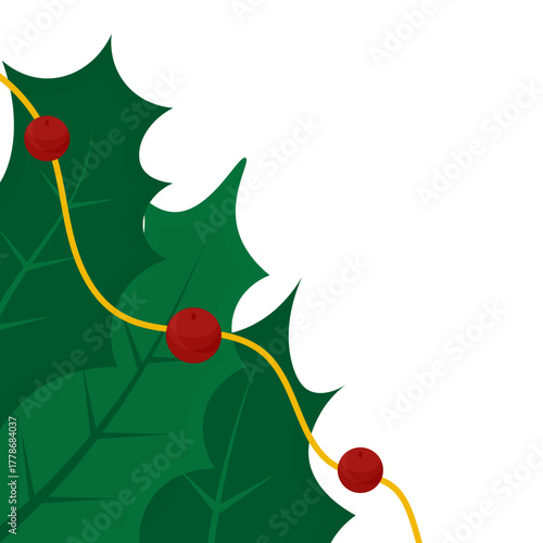 Christmas Holy Leaf Corner