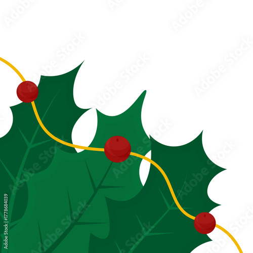 Christmas Holy Leaf Corner