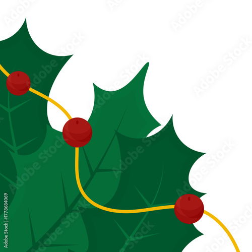 Christmas Holy Leaf Corner