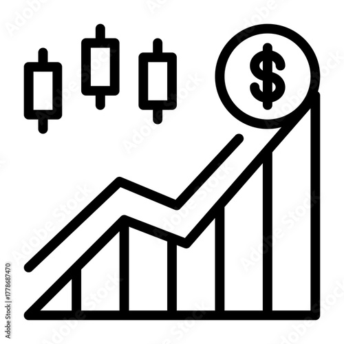 Financial Growth Chart With Dollar Coin Icon