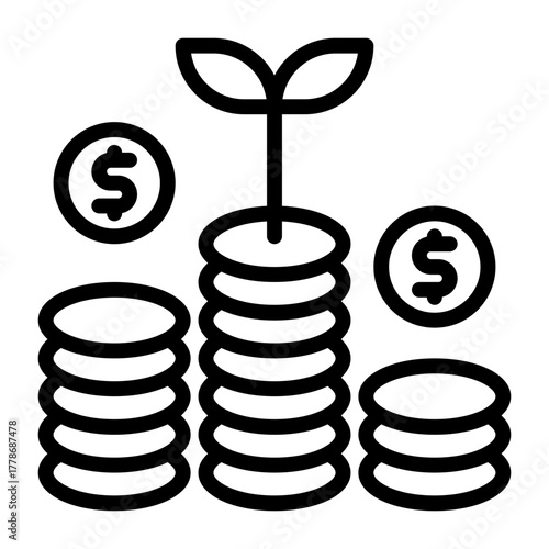 Growing Coins Plant Stacked With Dollar Signs
