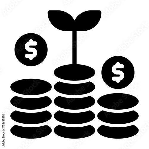 Growing Coins Plant Stacked With Dollar Signs