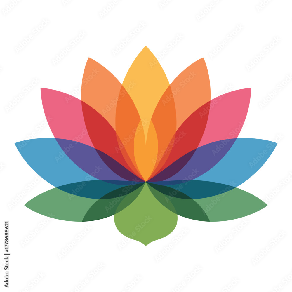 Fototapeta premium colorful abstract lotus flower vector with overlapping petals symbolizing peace balance and harmony