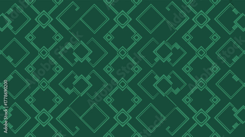 Geometric pattern with interlocking diamond shapes in dark green