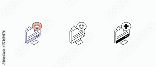 Online Medical Chat icons set vector stock illustration