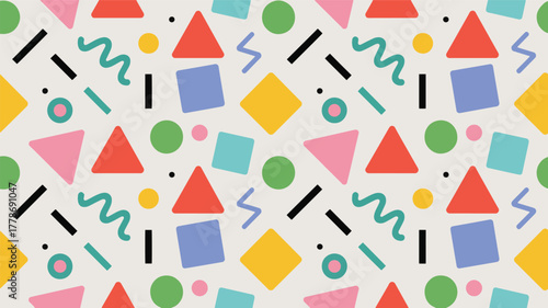 Colorful geometric shapes pattern on a light background