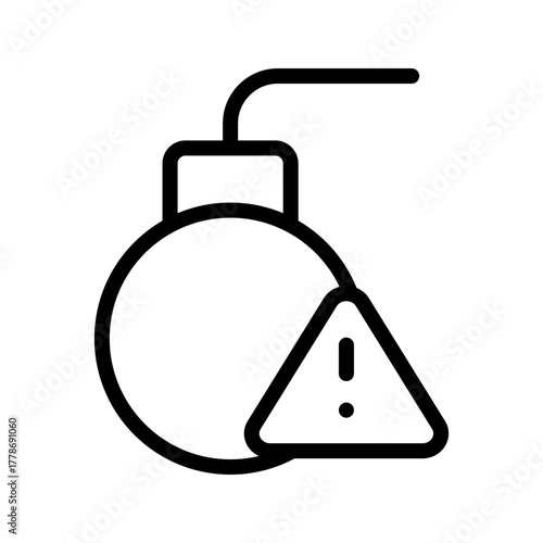 Bomb Warning icon set featuring alert, danger, threat, explosion, and emergency safety symbols in a clean modern line graphic style