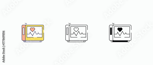 Pulse Monitoring icons set vector stock illustration