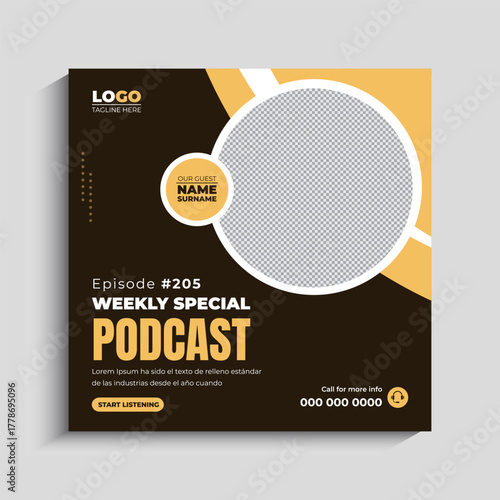 Podcast live talk show social media post template