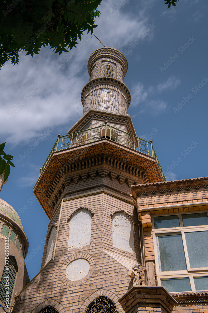 Fototapeta premium Carved window details on the street of Kashgar, Xinjiang, China.