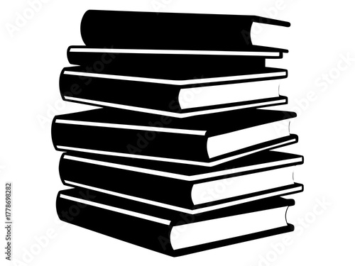 book stack simple black silhouette vector