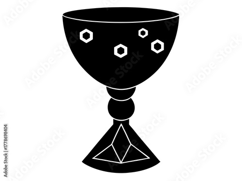 chalice with gemstones simple black silhouette vector