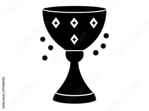 chalice with gemstones simple black silhouette vector