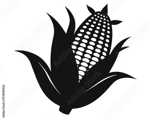corn cob simple black silhouette vector