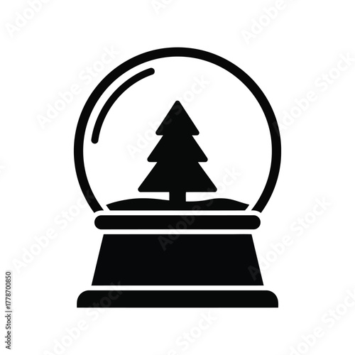 Christmas snow globe icon festive winter holiday tree decoration isolated vector graphic isolated on white background