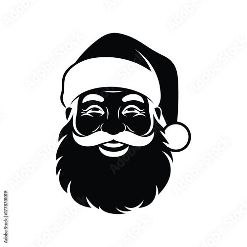 Classic santa claus face silhouette merry christmas holiday icon festive greeting design element isolated on white background