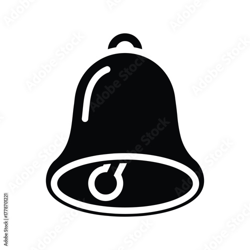 Simple bell icon notification alert symbol classic ringing sound vector graphic isolated on white background
