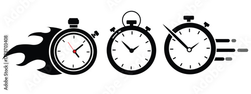Fast time icon vector simple design, speed time vector icons set isolated on a white background vector illustration
