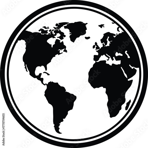 Vector World map global earth continent travel silhouette illustration